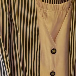 4 Pc Business Dress suit Peach/Navy Pinstripe 12